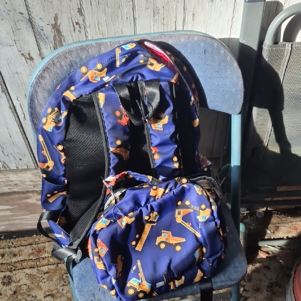 Kids' Construction Print Backpack - Navy - Picture 5 of 6